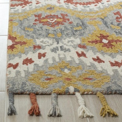 Hand-Knotted Bohemian Gray and Gold Wool Area Rug - 3' x 5'