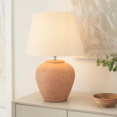 Nourison 20" Rustic Terracotta Ceramic Pot Table Lamp