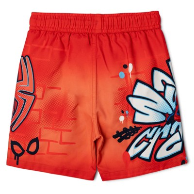 Marvel Spider-Man Little Boys Swim Trunks UPF 50+ Graffiti Crimson Red / Navy 6 — фото 3