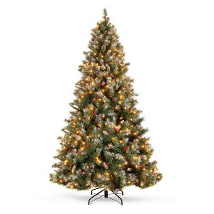 Best Choice Products Pre-Lit Pre-Decorated Holiday Christmas Tree w/ Flocked Tips, Base - 1 of 4