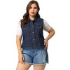 Agnes Orinda Women's Plus Size Buttons with Two Chest Flap Pockets Denim Vests - 4 of 4
