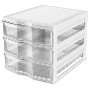 Sterilite Plastic Stackable Small 3 Drawer Storage System, White Frame, 3  Pack, 3 pack - City Market