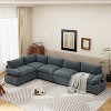 115"W Modular Sectional Sofa Upholstered Sofa with Cushions, Low Back and Hidden Storage Compartments,Dark Gray-ModernLuxe - 2 of 4
