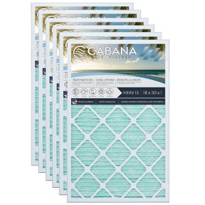 Cabana Air Filters 6 Pack Home HVAC Furnace Air Filters, Capture Unwanted Particles with Pleated Design, MERV 13, 18 x 30 x 1, White - 1 of 4