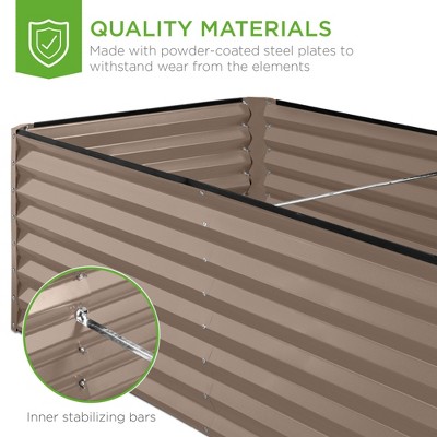 Taupe 6x3x2ft Outdoor Steel Raised Garden Bed Planter Box