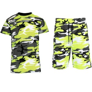 Galaxy By Harvic Men's Slim Fit  2-Piece Camo Short Sleeve Tee  And Shorts Set - 1 of 4