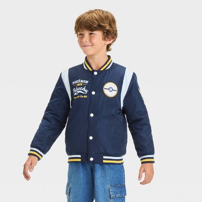 Boys Pokemon Fictitious Character Bomber Jacket Navy Blue Xs