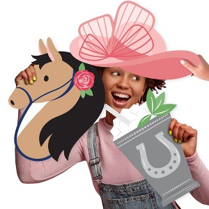 Big Dot of Happiness Kentucky Horse Derby - Fascinator Hat, Mint Julep, and Horse Decorations - Horse Race Party Large Photo Props - 3 Pc - 1 of 4