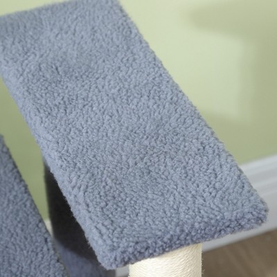 Gray 4-Level Cat Steps with Scratching Posts and Play Ball