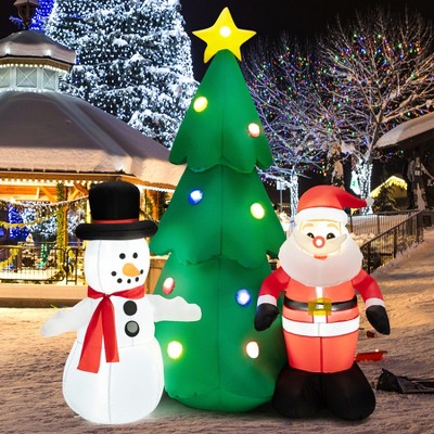 Tangkula 6ft Inflatable Christmas Tree & Santa Claus W/ Leds & Air ...