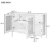 HDZNVF 2-Door Elegant Curved Dining Cabinet with Gold Trim and Woven Rattan Doors for Dining Room, Natural - 4 of 4