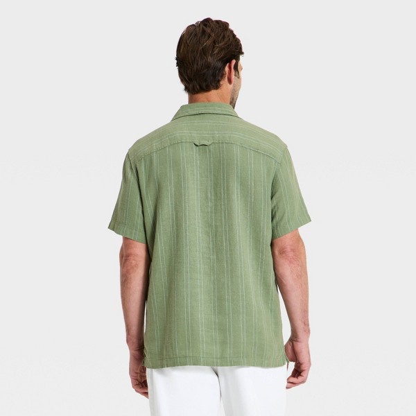 Camisa de cuello campesino de manga corta con mezcla de lino para hombre - Goodfellow & Co™ 2
