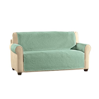 Collections Etc Leaf-Textured Pattern Furniture Protector Loveseat Green