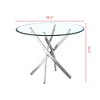 Gulches 36" Round Tempered Glass Dining Table - Silver Stainless Steel Legs, Contemporary Style for 4 People - 2 of 4