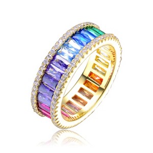 Guili Girls/Teens Sterling Silver with Gold Plating Band Ring, Adorned with Sparkling Cubic Zirconia, Elegant and Stylish Design, Size 6, 7, or 8. - 1 of 4