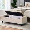 TiramisuBest Grey and Oak Tufted Bench, Grey Fabric Entryway Bench, 50.0"L x 18.0"W x 17.0"H - 2 of 4