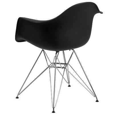 Sleek Black Polypropylene Accent Chair with Geometric Chrome Base