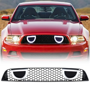 AMERICAN MODIFIED Front Upper Grille Compatible with 2013-2014 Ford Mustang GT V6, Mach 1, Matte Black - 1 of 4