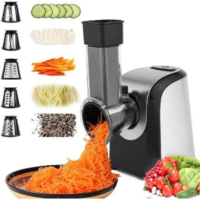 Homdox 150W Electric Cheese Grater Slicer Shredder, Professional Kitchen Chopper Salad Maker, One-Touch Control + 5 Free Attachments