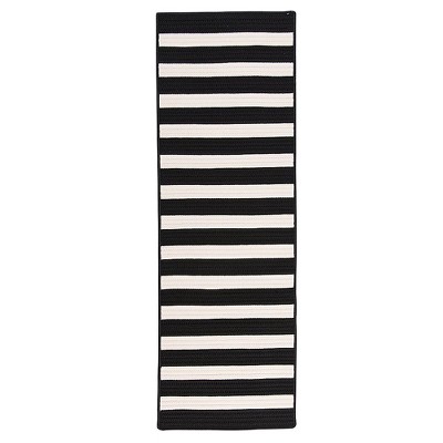 Colonial Mills Stripe It - Black White 2 ft.x8 ft. Runner (Rectangle) Rug Indoor/Outdoor 100% Polypropylene