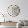 Spassway 30"W*30"H Beige Asymmetrical Mirror Irregular Round Wall Mirror Modern Wood Frame Wall Mounted Vanity Mirror Decorative for Bedroom Bathroom - 4 of 4
