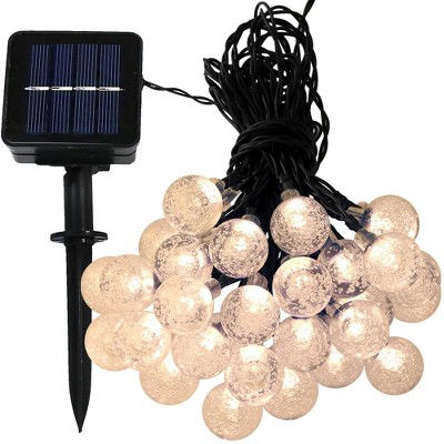 Sunnydaze Outdoor Hanging 30 Count LED Solar Powered Globe Deck Patio String Lights - 20' - Warm White