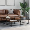 vidaXL Coffee Table Brown Oak - Engineered Wood with Metal Frame - Indoor Square Table for Living Room - Modern Industrial Decor - 3 of 4