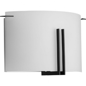 Progress Lighting, Modern Glass, 2-Light Wall Sconce, Matte Black, Etched Glass, Steel. - 1 of 1