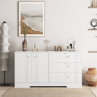 GDFStudio Theodore Modern 56.88" Sideboard with 3 Drawers and 2 Doors