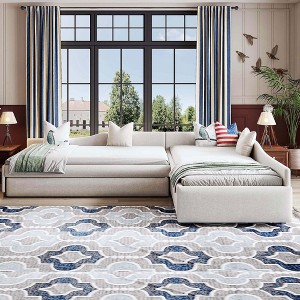 Whisen Upholstered Double Twin Size Daybed with Trundle and Drawer - 1 of 4