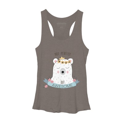 Design By Humans Not Perfect But Awesome Polar Bear By Racerback Tank Top