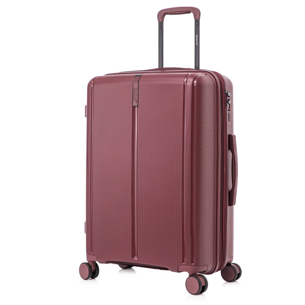 DUKAP Airley Lightweight Hardside Medium Checked Spinner Suitcase - Wine