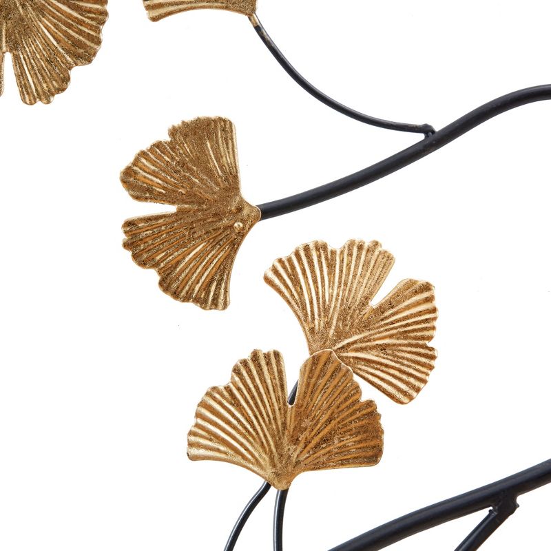 LIVN CO. 3-Piece Dimensional Golden Leaves Round Metal Wall Art Decor Set, 3 of 7