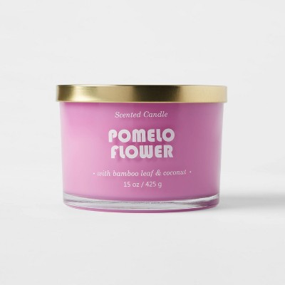 15oz Lidded Glass Jar 3-Wick Solid Fuchsia Pomelo Flower Candle - Opalhouse™