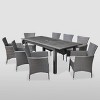 Nadia 9pc Wood and Wicker Expandable Dining Set Gray: Acacia Frame, PE Rattan, Cushions - Christopher Knight Home - image 2 of 4