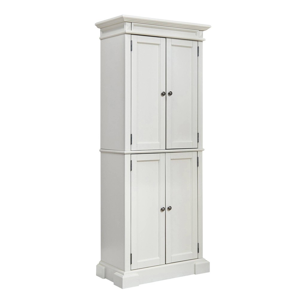 Home Styles Americana Kitchen Pantry Off-White: Traditional Hardwood Storage, 4 Adjustable Shelves
