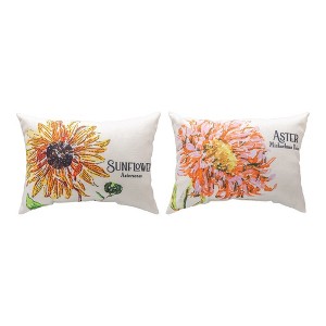 Flower Garden Aster & Sunflower 13x18 inch Climaweave Pillow – Floral by Manual Woodworkers and Weavers - 1 of 3