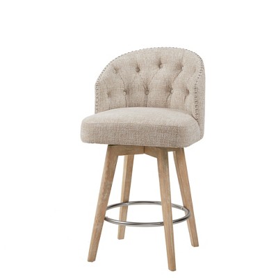 Grattan Swivel Counter Height Barstool Cream - Madison Park: Upholstered, Nailhead, 360° Rotate