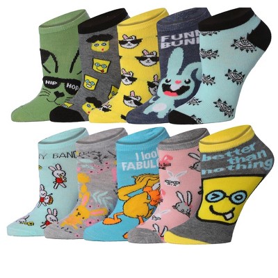 Tipi Toe Womens 10 Pairs Furry Friends Fusion Pattern & Mix Colors For Vibrant Style Low Cut/No Show Socks