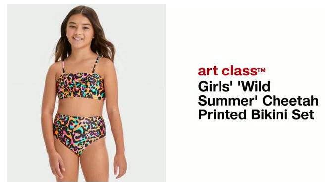Girls&#39; &#39;Wild Summer&#39; Cheetah Printed Bikini Set - art class&#8482;, 2 of 5, play video