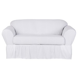 White Cotton Duck Loveseat Slipcover (2 Piece) - Simply Shabby Chic