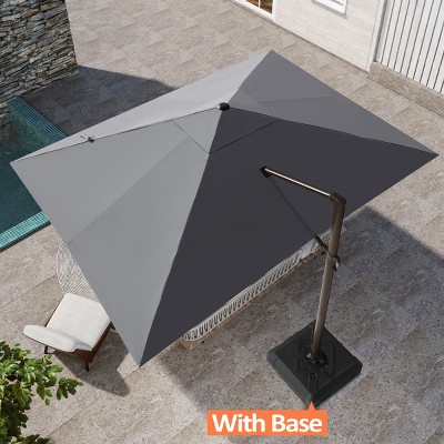Pellebant 10'x 12.5' Patio cantilever Umbrella Heavy Duty Base Set High-strength Aluminum Pole with 360Rotation 5 Heights Adjustable