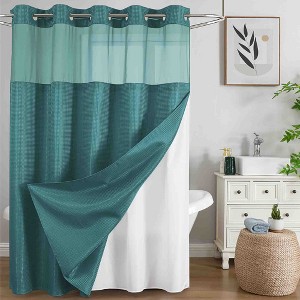 BAGOKIE 72"x75" Waffle Weave Hookless Shower Curtain - 1 of 4