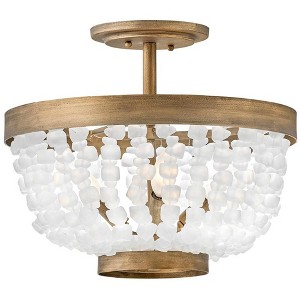Hinkley Dune 16" Sea Glass and Burnished Gold Semi-Flush Ceiling Light - 1 of 1