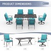 ALAULM 7PCS Patio Dining Set Outdoor Furniture w/2 Swivel Chairs&4 Fixed Chairs, Metal Patio Furniture Set 6 Chairs&Large Table w/Umbrella hole - 3 of 4