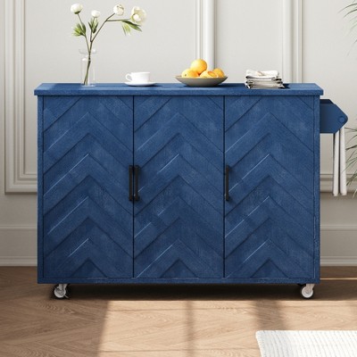 Solid Wood Handwoven Kitchen Island with Drop Leaf, Coastal Kitchen ...