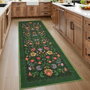 Area Rugs for Living Room Bedroom Washable Floral Rug Soft Non Slip Low Pile Throw Rug Home Decor - 1 of 4