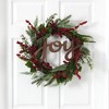 Nearly Natural 24” Joy and Berries Artificial Christmas Wreath - 2 of 4