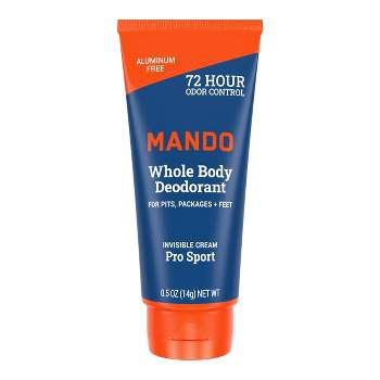 Mando Whole Body Deodorant - Men’s Aluminum-Free Invisible Cream Deodorant - Pro Sport - Trial Size - 0.5oz