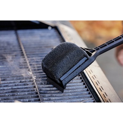 Black Plastic Steam Clean BBQ Grill Brush with Scraper